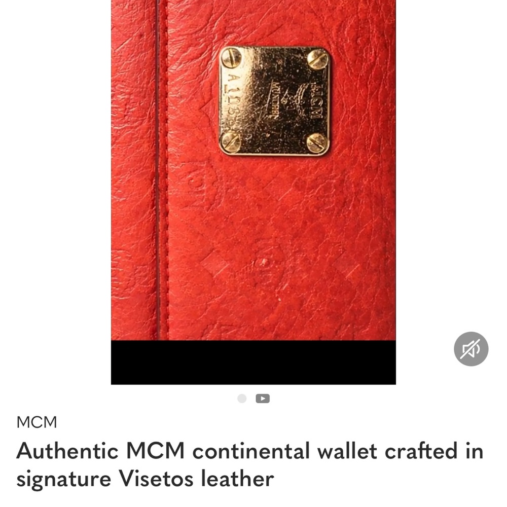 MCM Scarlet Leather Wallet with Gold Plate